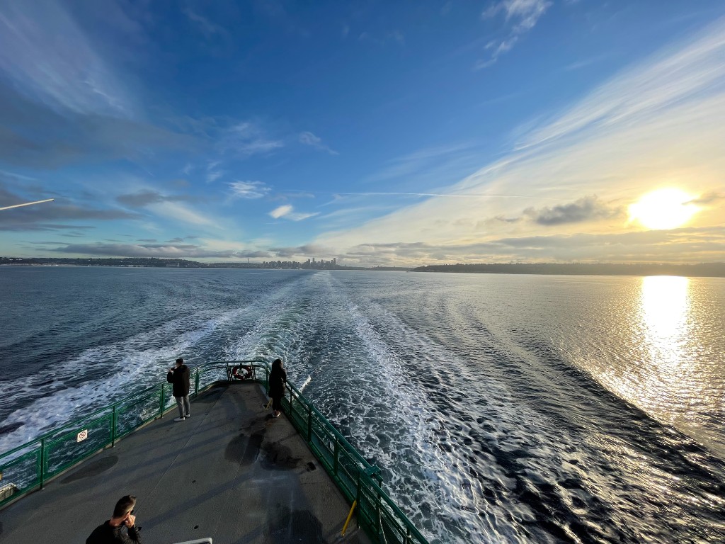 Ferry view with city skyline